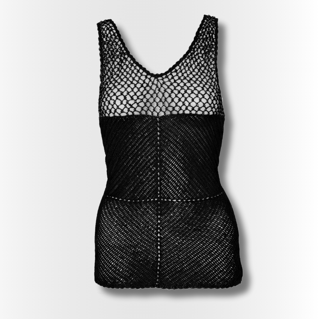 Black crochet tank