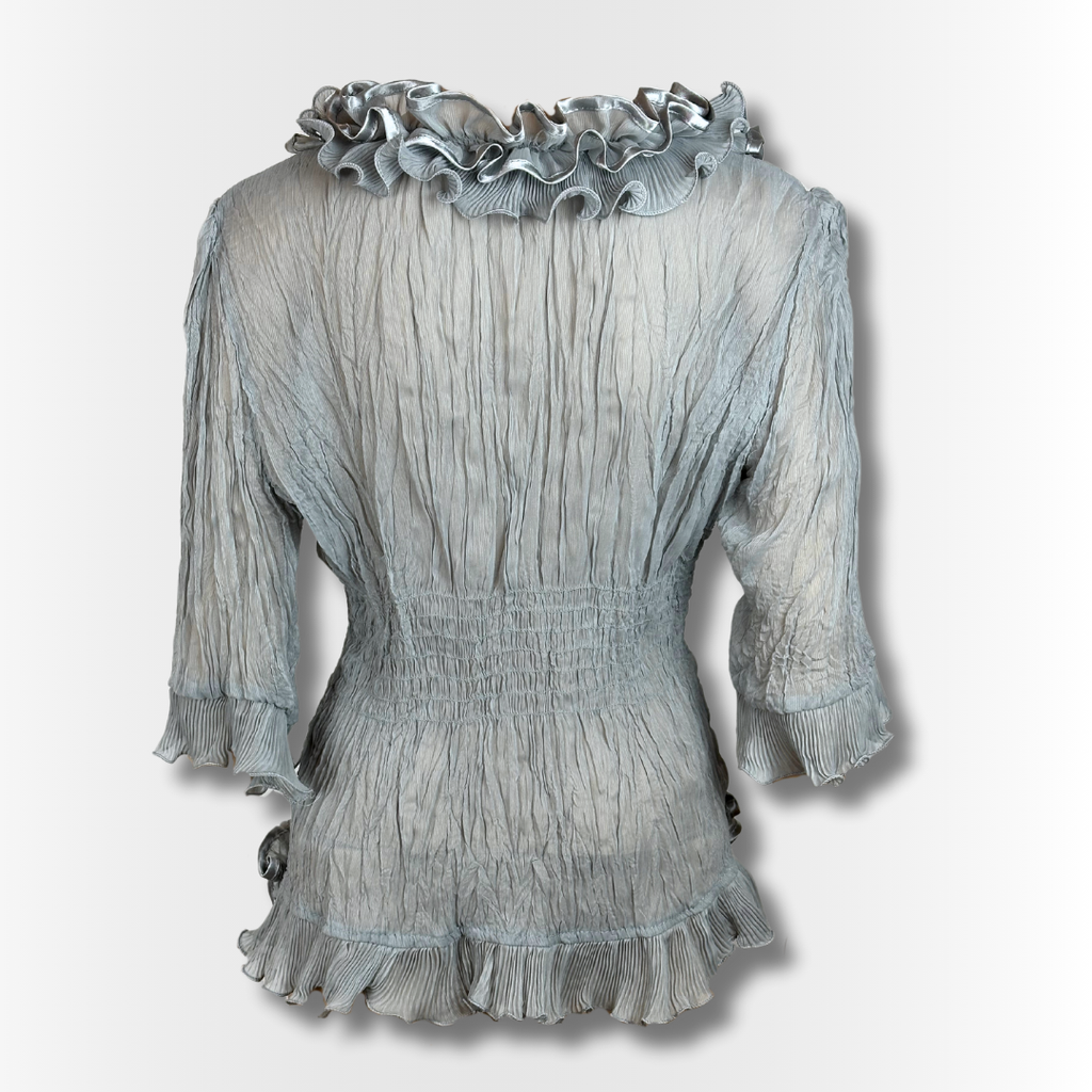 Blus med volangkrage