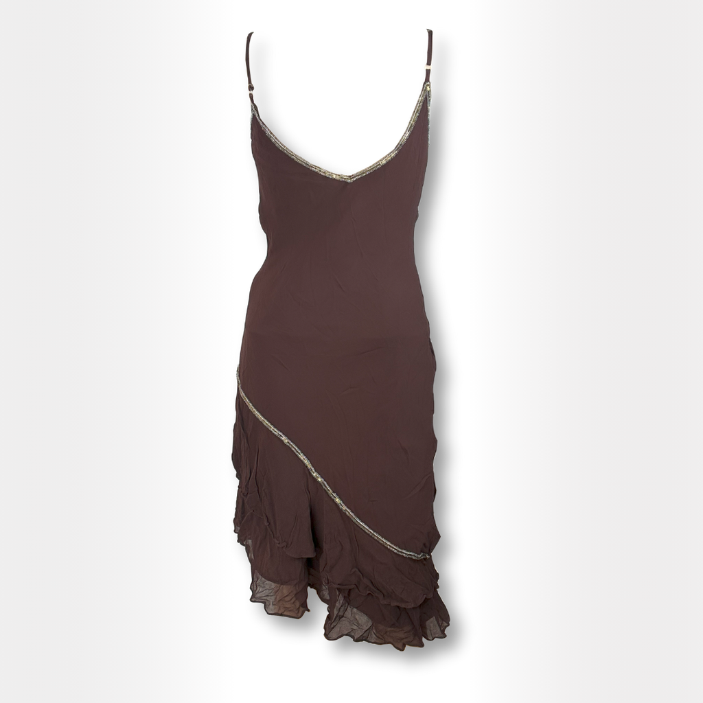 Glittrig brun älvklänning