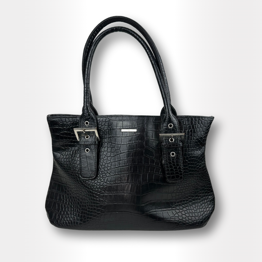 Black buckle tote